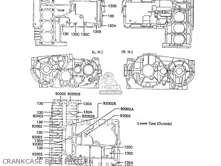 CRANKCASE BOLT PATTERN - ZG1300A1 Z1300 1984 EUROPE UK FR FG IT NR SD