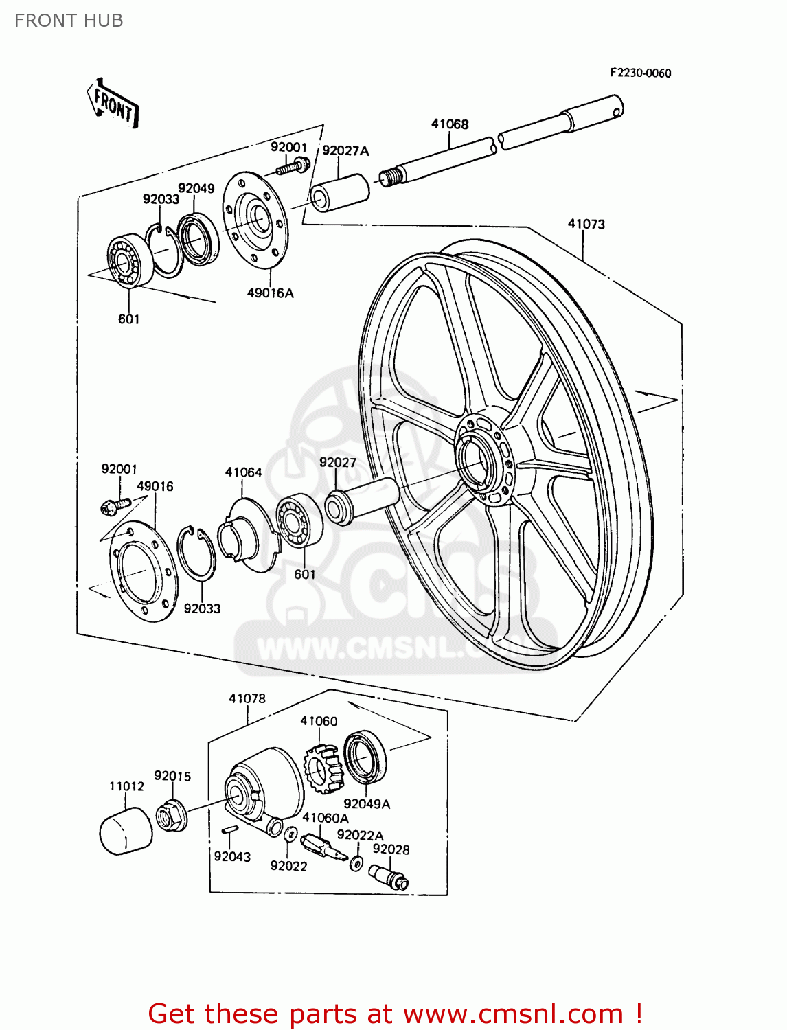 FRONT HUB ZG1300A2 Z1300 1986 UNITED KINGDOM FR SD