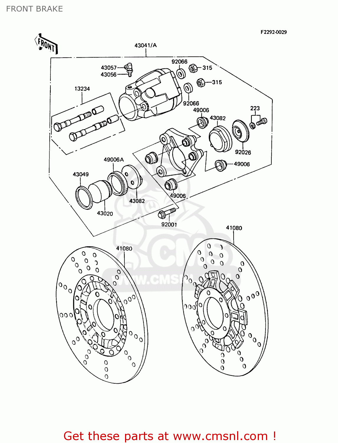FRONT BRAKE ZG1300A2 Z1300 1986 UNITED KINGDOM FR SD