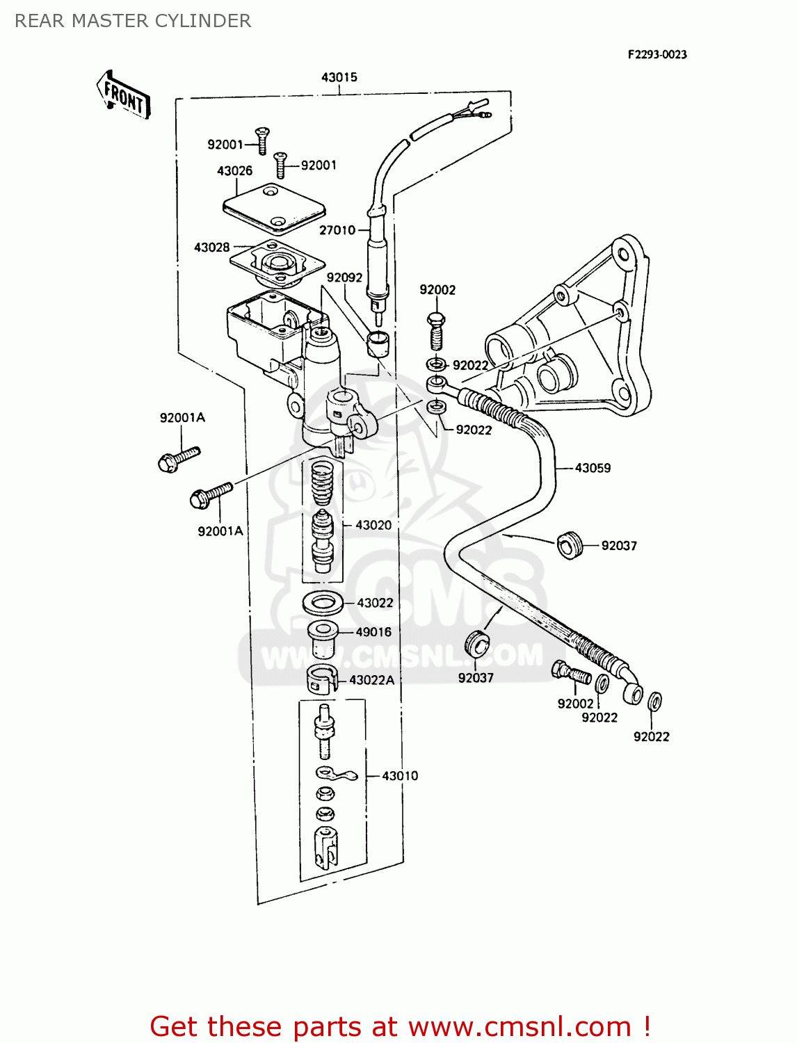REAR MASTER CYLINDER ZG1300A2 Z1300 1986 UNITED KINGDOM FR SD