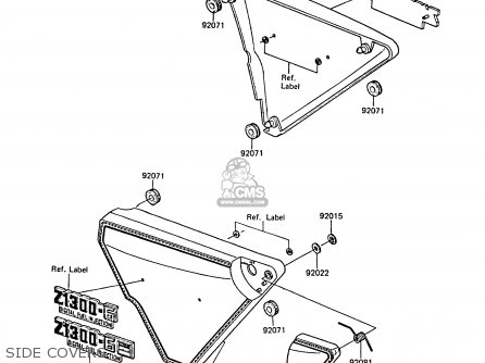 SIDE COVERS - ZG1300A2 Z1300 1986 UNITED KINGDOM FR SD