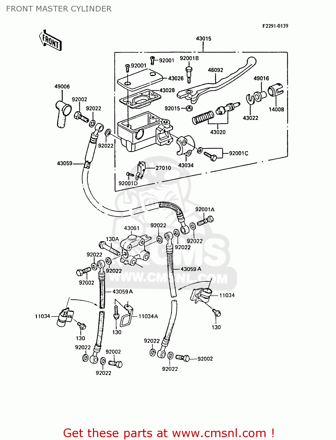 FRONT MASTER CYLINDER ZG1300A4 Z1300 1988 FG