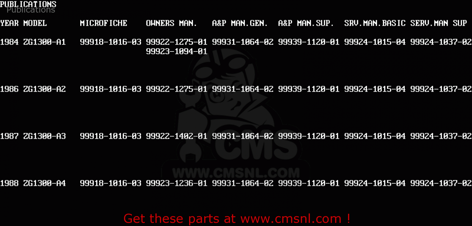 Publications ZG1300A4 Z1300 1988 FG