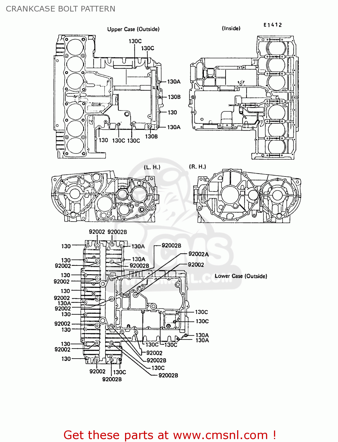 CRANKCASE BOLT PATTERN ZG1300A5 Z1300 1989 NORWAY FG