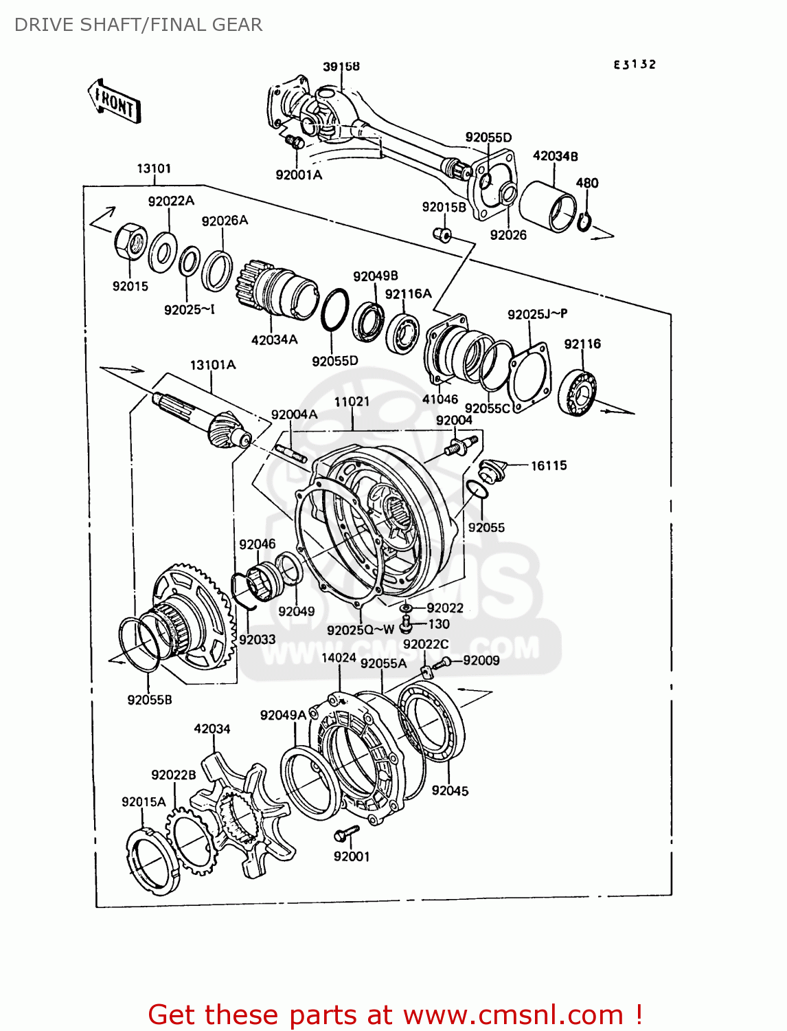 DRIVE SHAFT/FINAL GEAR ZG1300A5 Z1300 1989 NORWAY FG