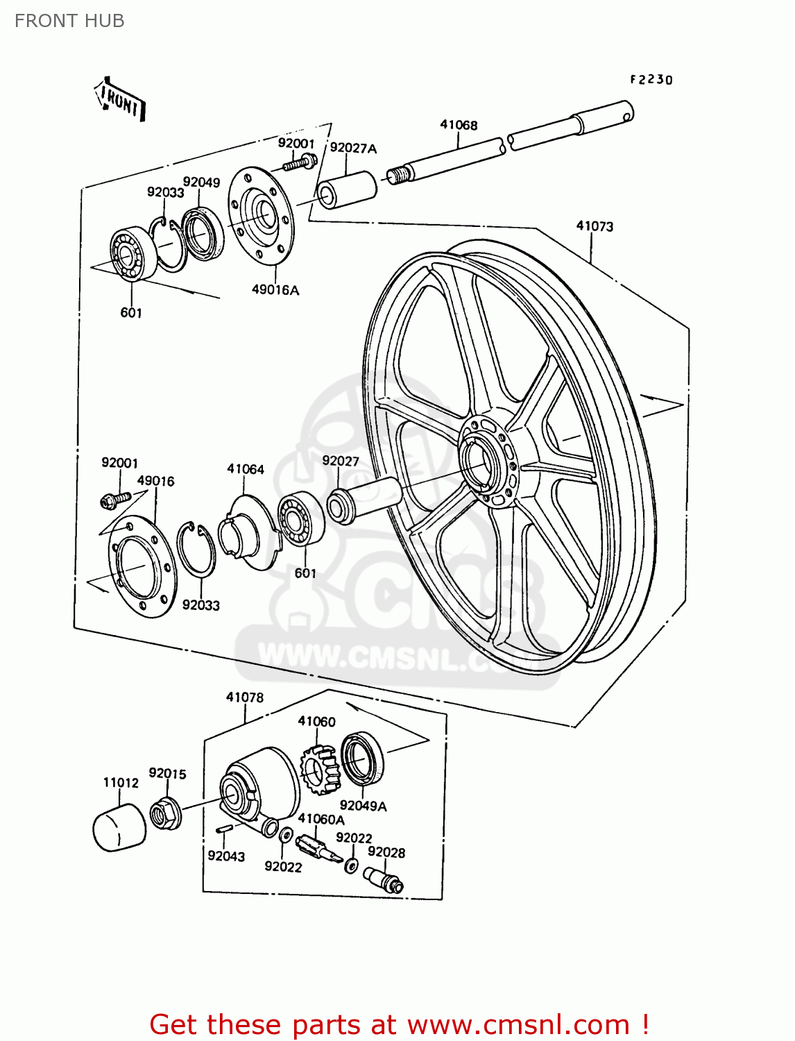 FRONT HUB ZG1300A5 Z1300 1989 NORWAY FG