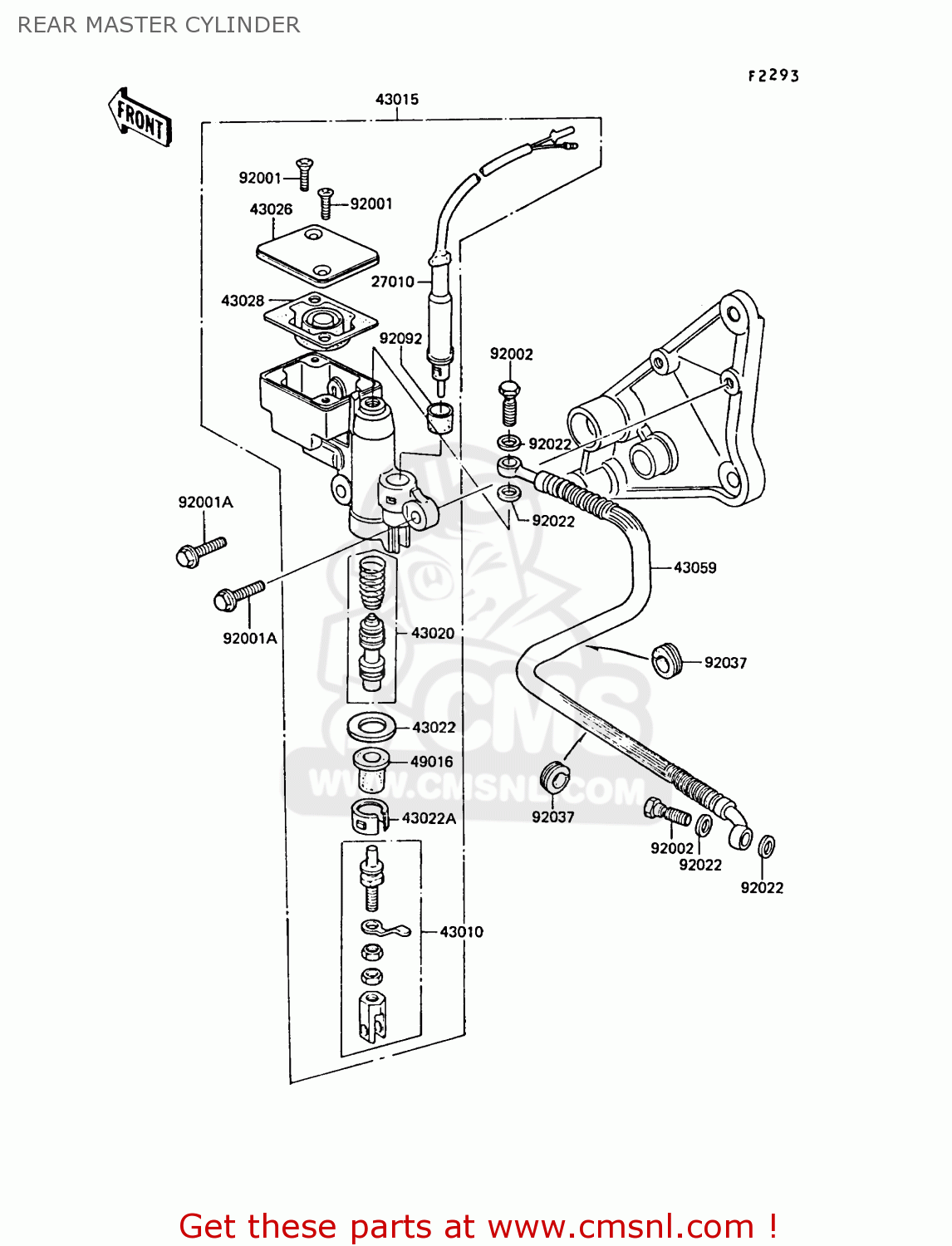 REAR MASTER CYLINDER ZG1300A5 Z1300 1989 NORWAY FG
