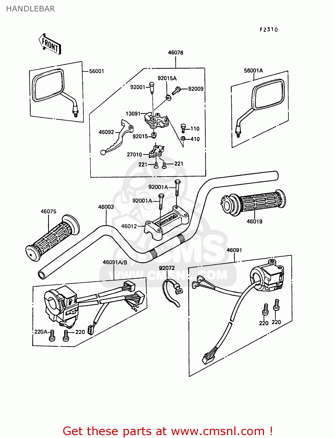 HANDLEBAR ZG1300A5 Z1300 1989 NORWAY FG