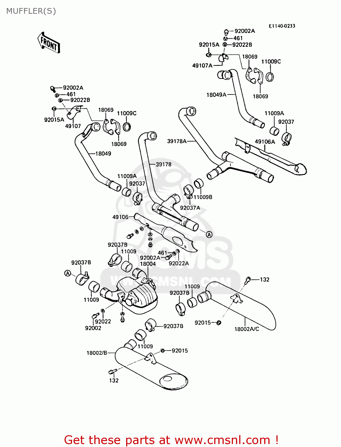 MUFFLER(S) ZL1000A1 1987 EUROPE UK FR FG NR SD ST