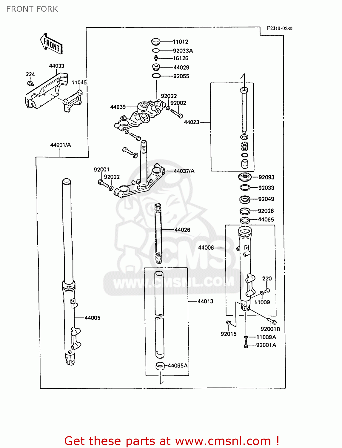 FRONT FORK ZL1000A1 1987 EUROPE UK FR FG NR SD ST