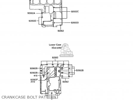 CRANKCASE BOLT PATTERN - ZL1000A1 1987 EUROPE UK FR FG NR SD ST