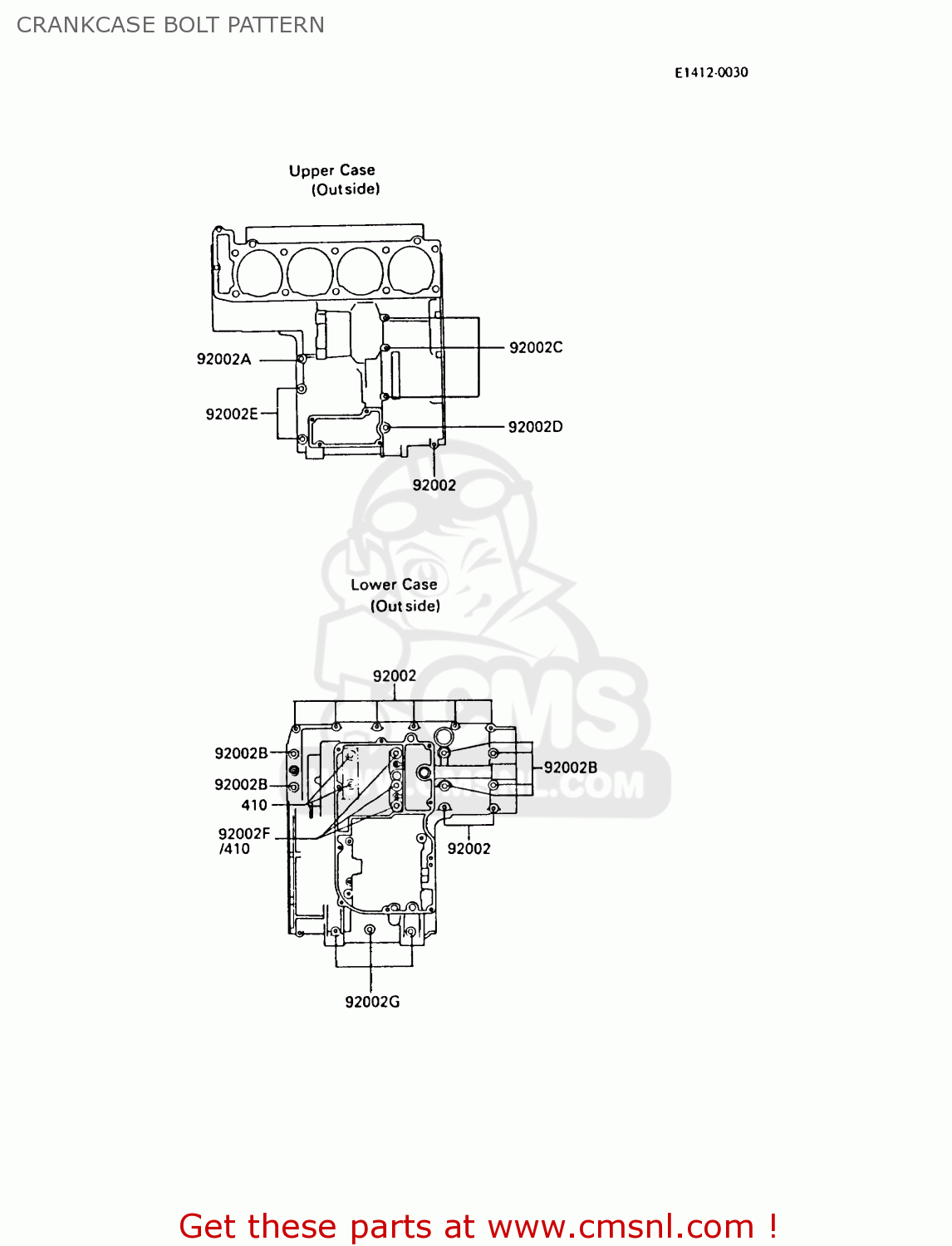CRANKCASE BOLT PATTERN ZL1000A2 1988 FRANCE FG NR