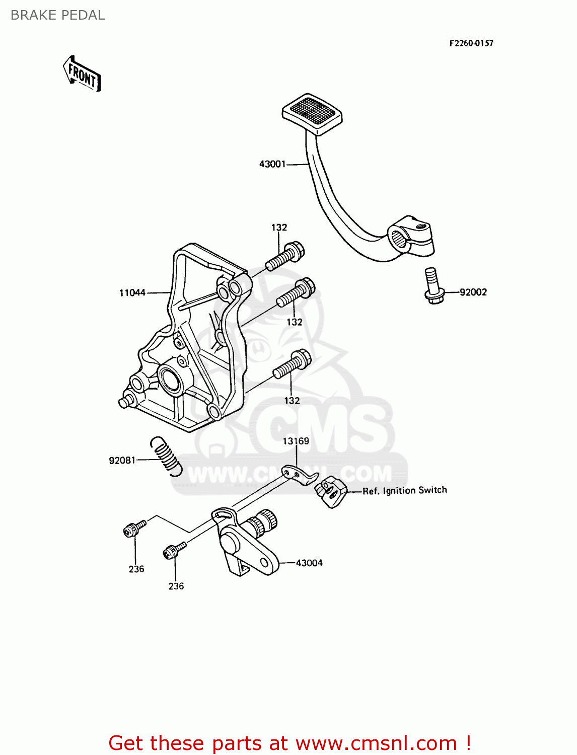 BRAKE PEDAL ZL1000A2 1988 FRANCE FG NR