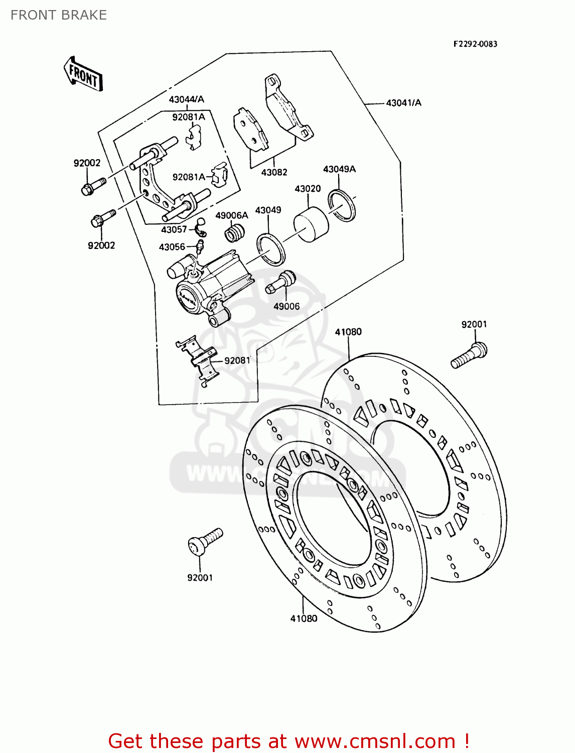FRONT BRAKE ZL1000A2 1988 FRANCE FG NR