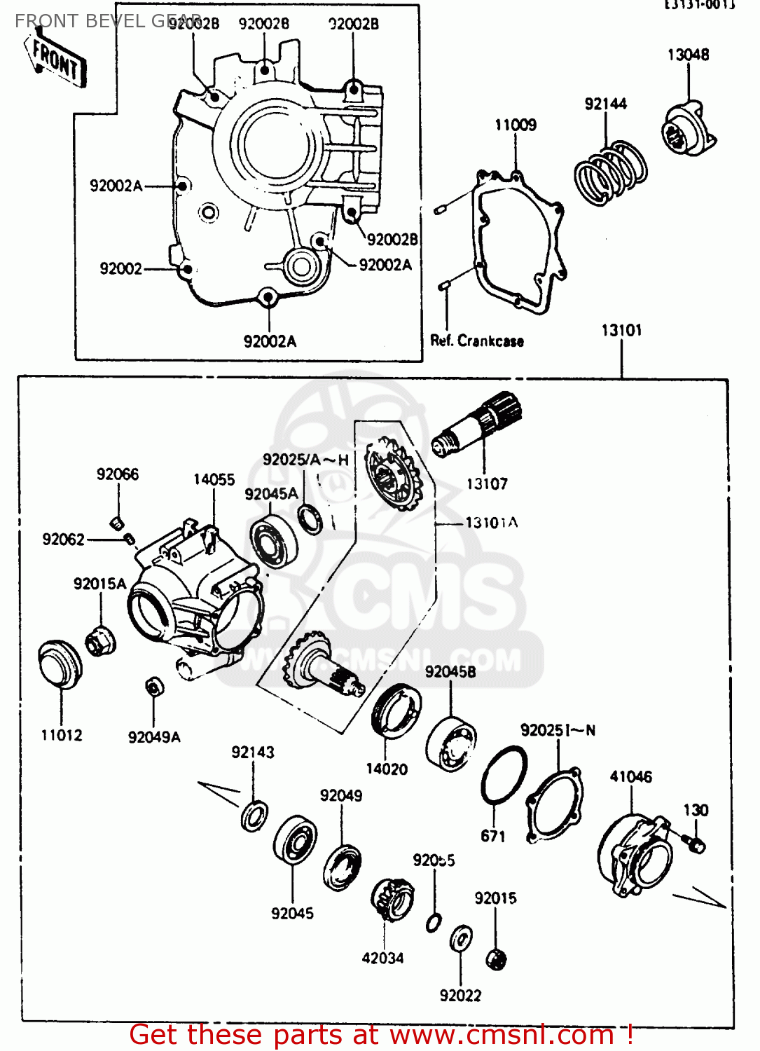 FRONT BEVEL GEAR ZL600A2 1987 EUROPE WG ST / KPH