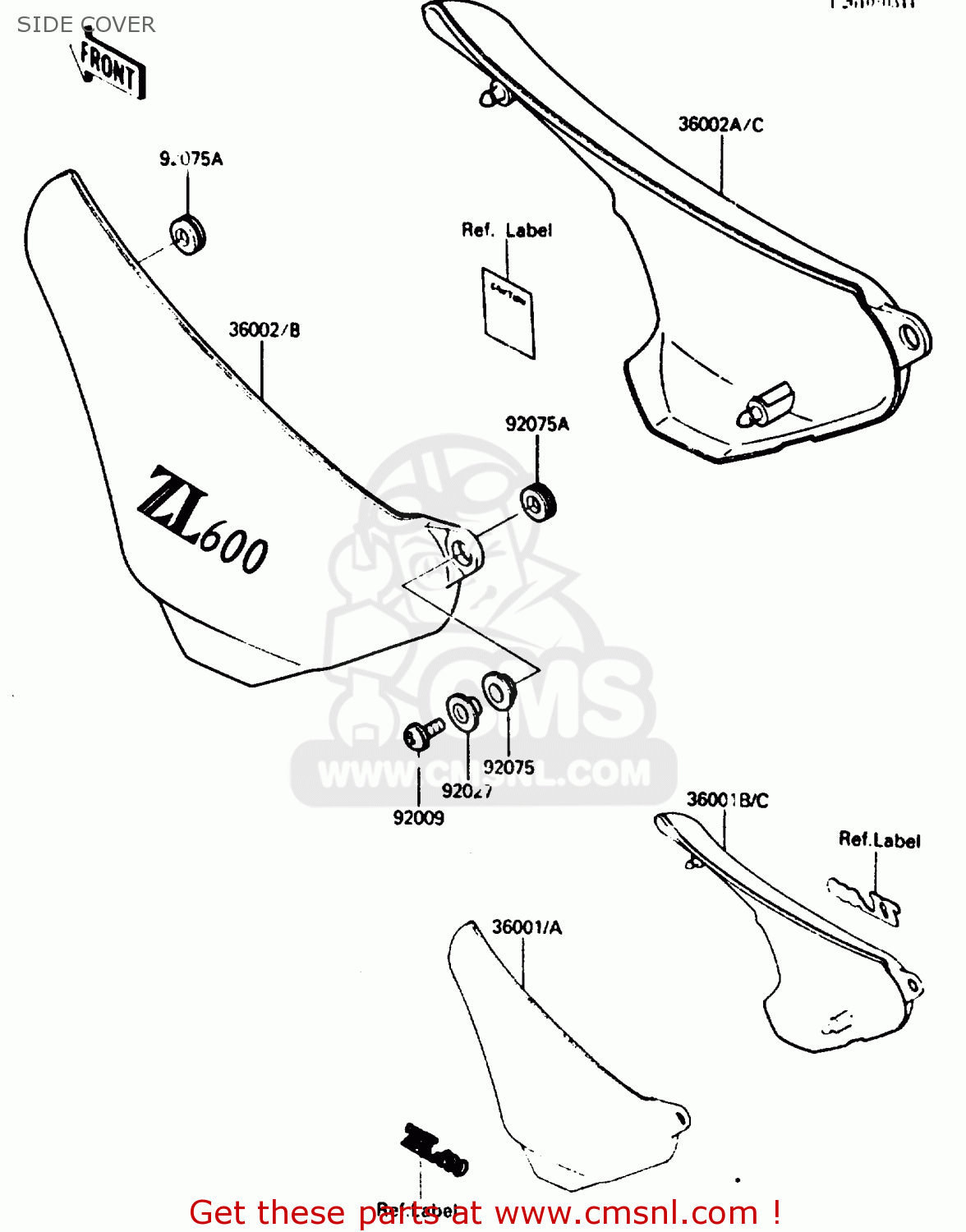SIDE COVER ZL600A2 1987 EUROPE WG ST / KPH