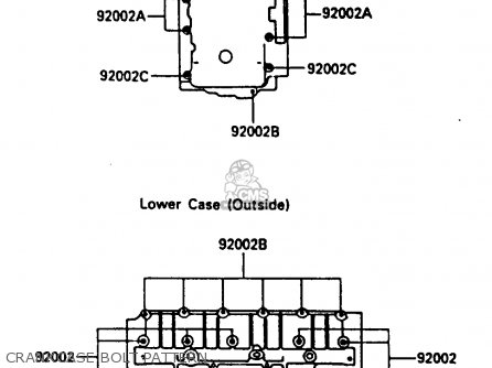 CRANKCASE BOLT PATTERN - ZL600A2 1987 EUROPE WG ST / KPH