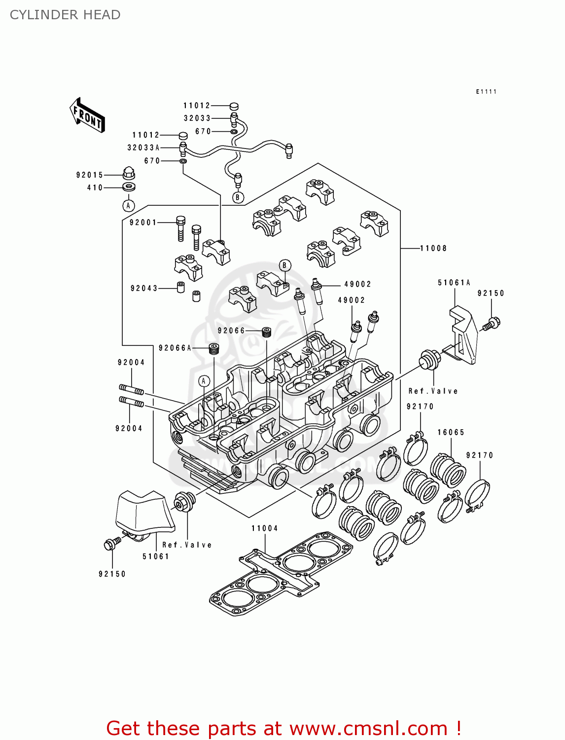 CYLINDER HEAD ZL600B1 ELIMINATOR 600 1995 EU UK FR NL AR FG GR IT NR SD SP ST