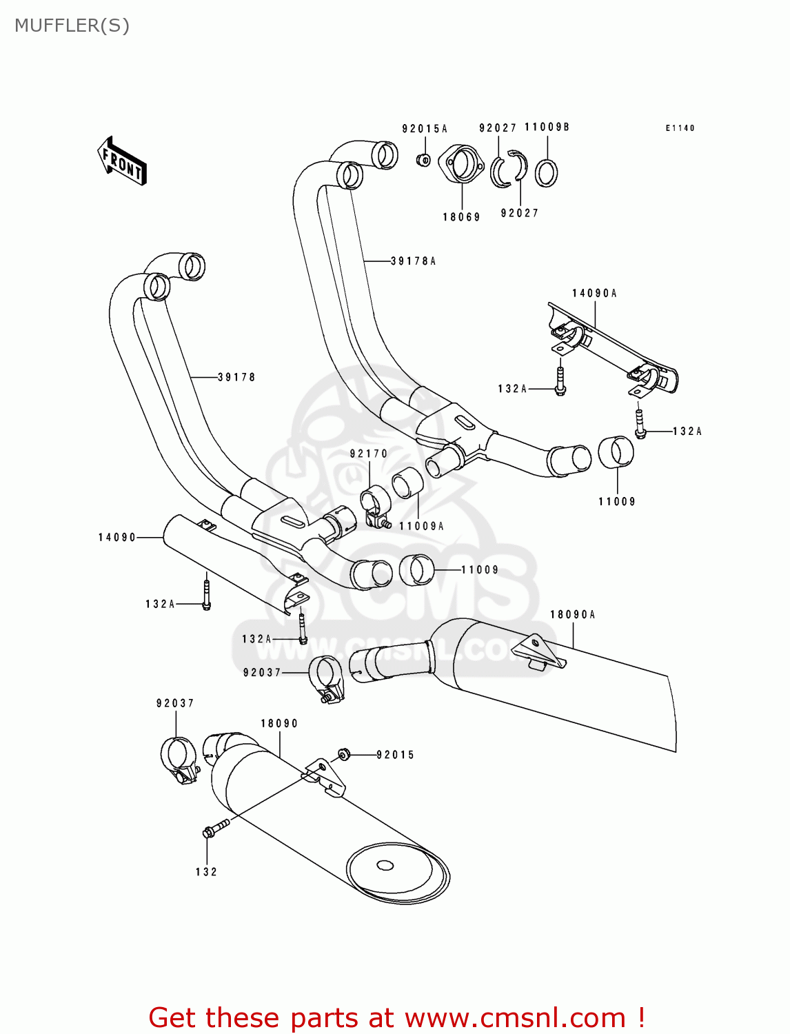 MUFFLER(S) ZL600B1 ELIMINATOR 600 1995 EU UK FR NL AR FG GR IT NR SD SP ST