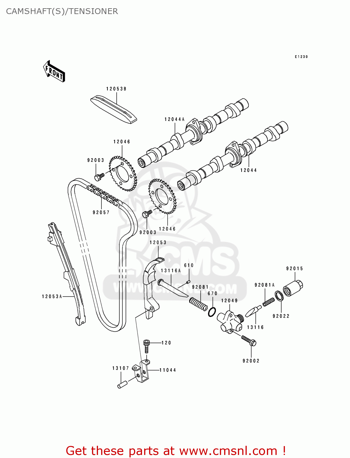 CAMSHAFT(S)/TENSIONER ZL600B1 ELIMINATOR 600 1995 EU UK FR NL AR FG GR IT NR SD SP ST