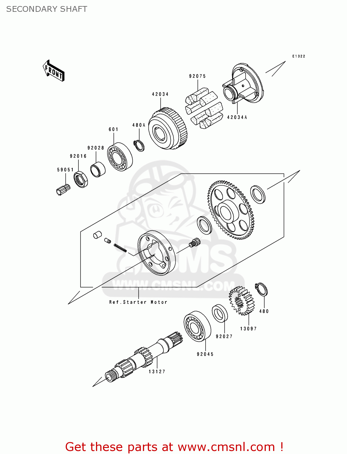 SECONDARY SHAFT ZL600B1 ELIMINATOR 600 1995 EU UK FR NL AR FG GR IT NR SD SP ST