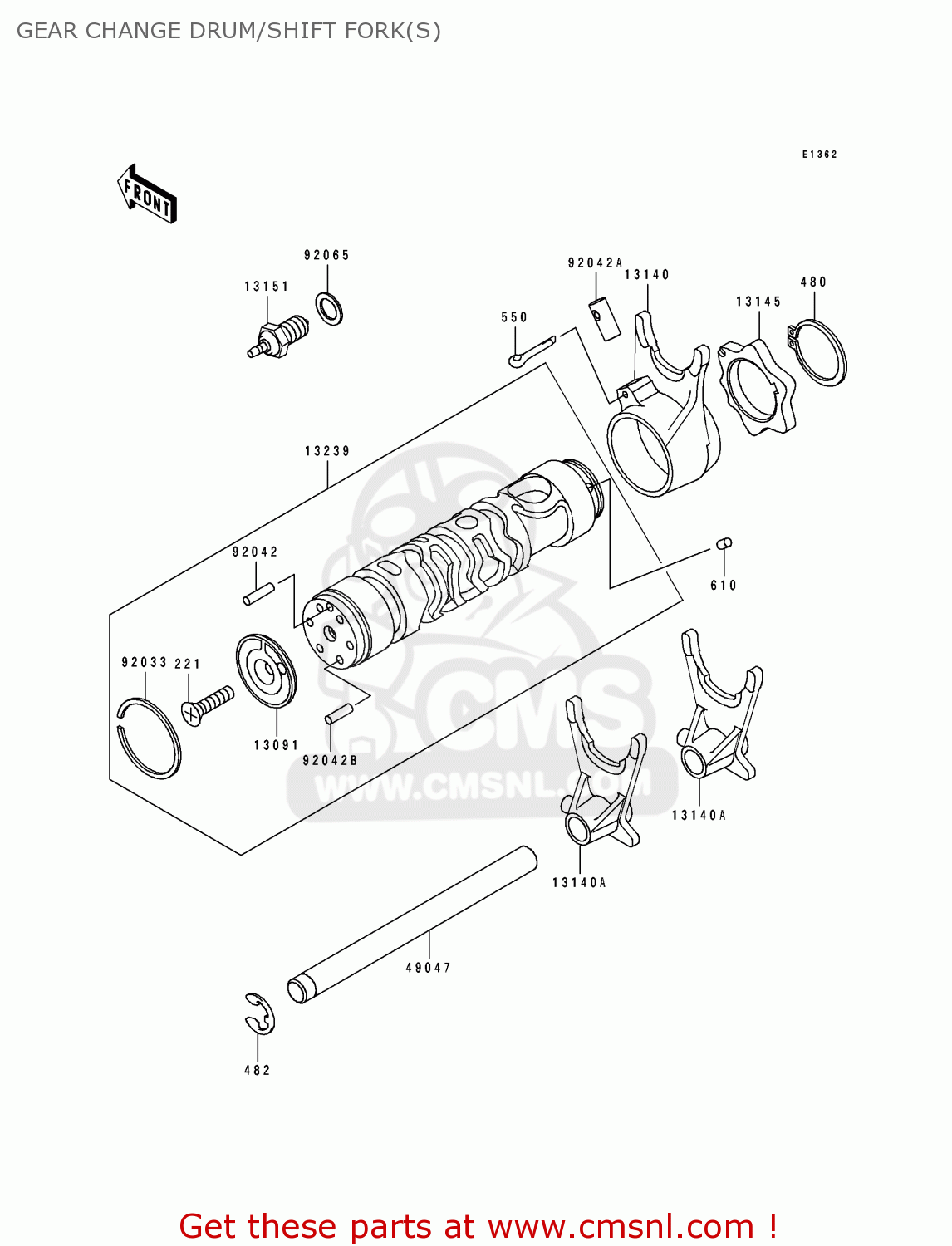 GEAR CHANGE DRUM/SHIFT FORK(S) ZL600B1 ELIMINATOR 600 1995 EU UK FR NL AR FG GR IT NR SD SP ST