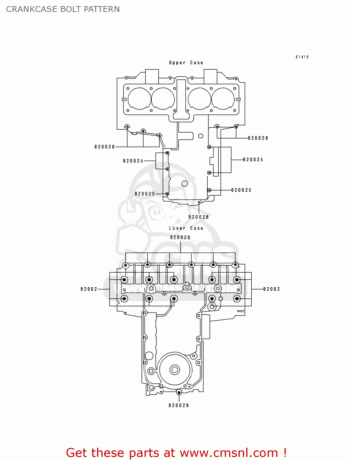 CRANKCASE BOLT PATTERN ZL600B1 ELIMINATOR 600 1995 EU UK FR NL AR FG GR IT NR SD SP ST