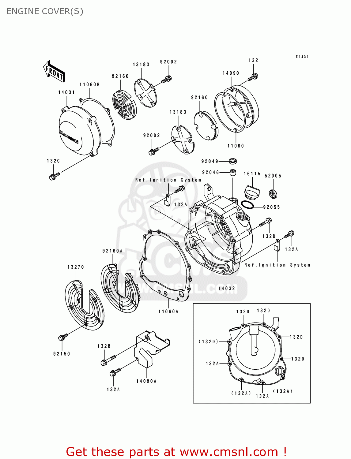 ENGINE COVER(S) ZL600B1 ELIMINATOR 600 1995 EU UK FR NL AR FG GR IT NR SD SP ST