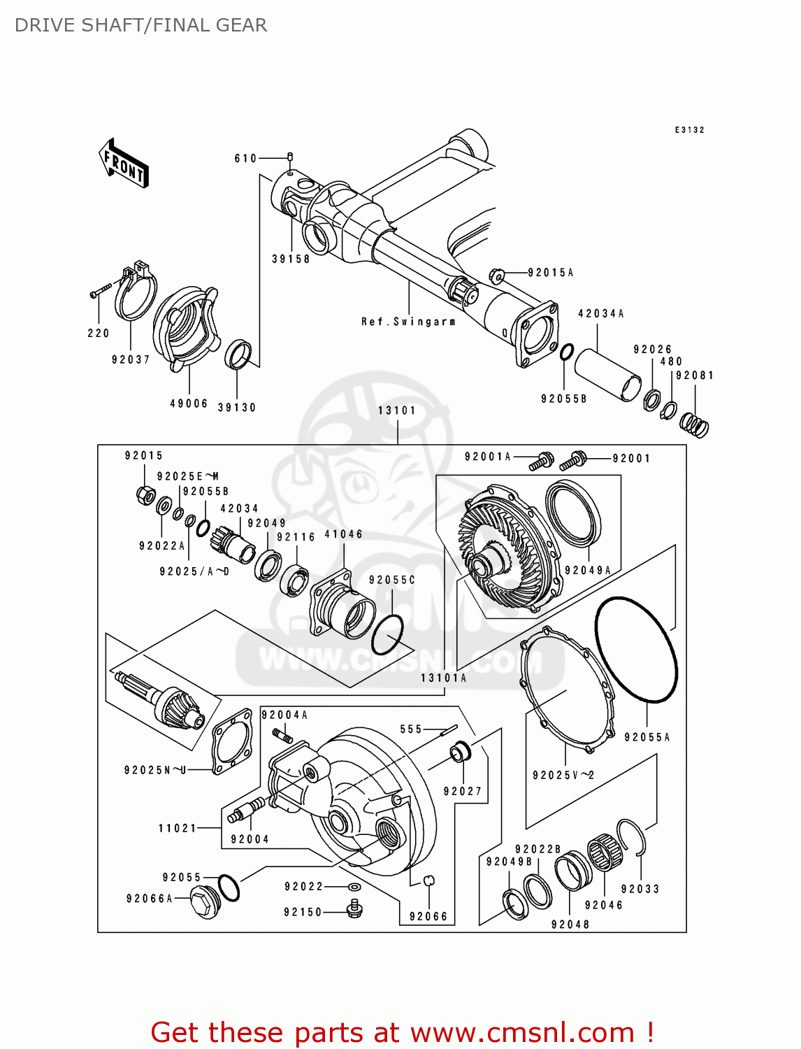 DRIVE SHAFT/FINAL GEAR ZL600B1 ELIMINATOR 600 1995 EU UK FR NL AR FG GR IT NR SD SP ST