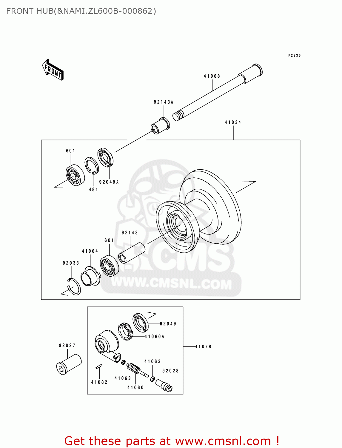 FRONT HUB(&NAMI.ZL600B-000862) ZL600B1 ELIMINATOR 600 1995 EU UK FR NL AR FG GR IT NR SD SP ST