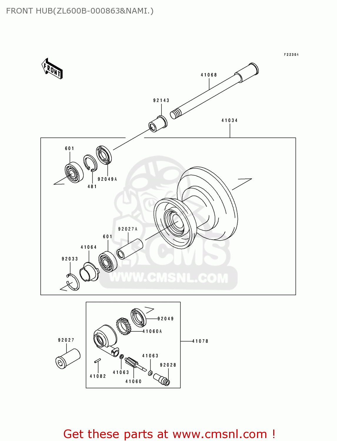 FRONT HUB(ZL600B-000863&NAMI.) ZL600B1 ELIMINATOR 600 1995 EU UK FR NL AR FG GR IT NR SD SP ST