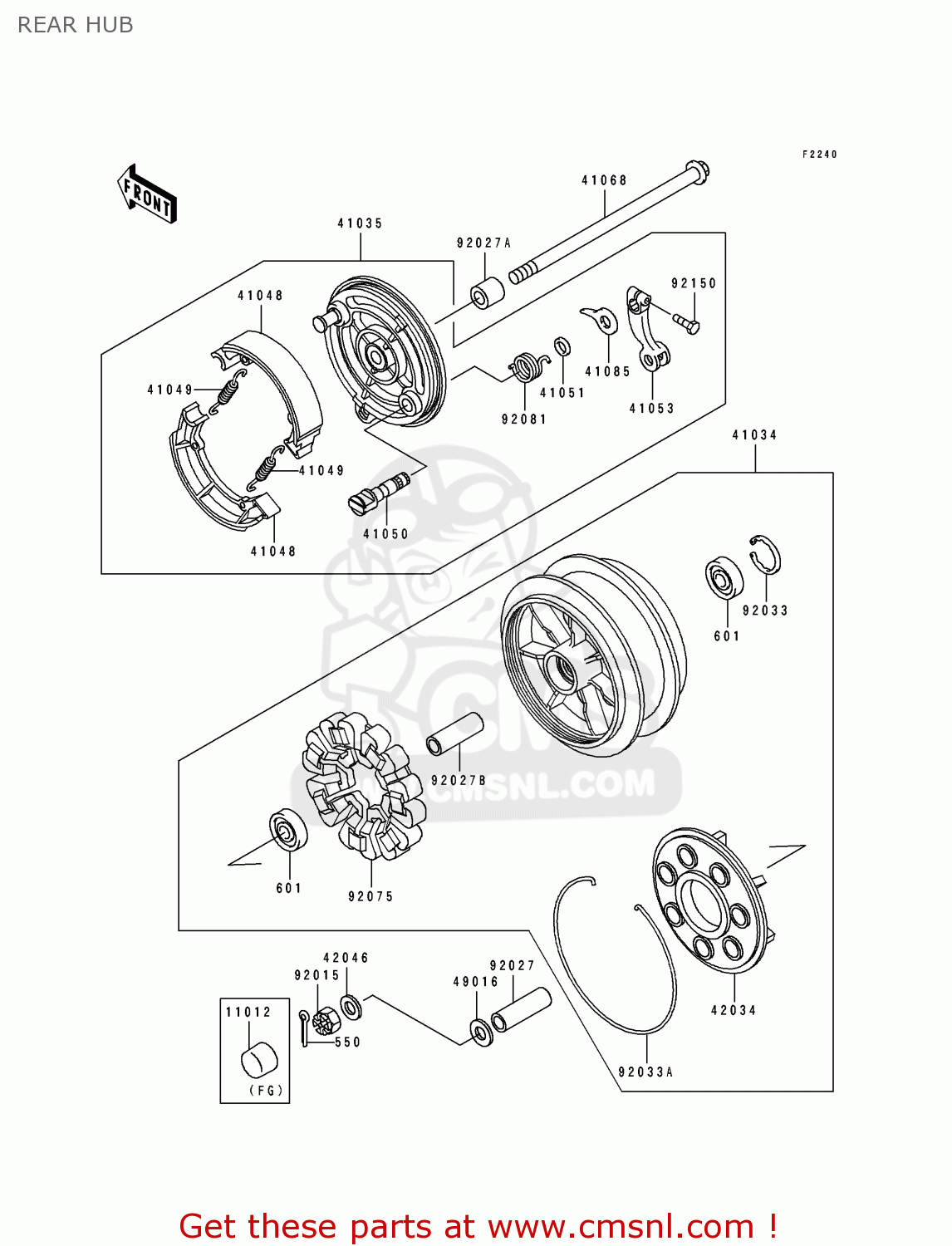 REAR HUB ZL600B1 ELIMINATOR 600 1995 EU UK FR NL AR FG GR IT NR SD SP ST