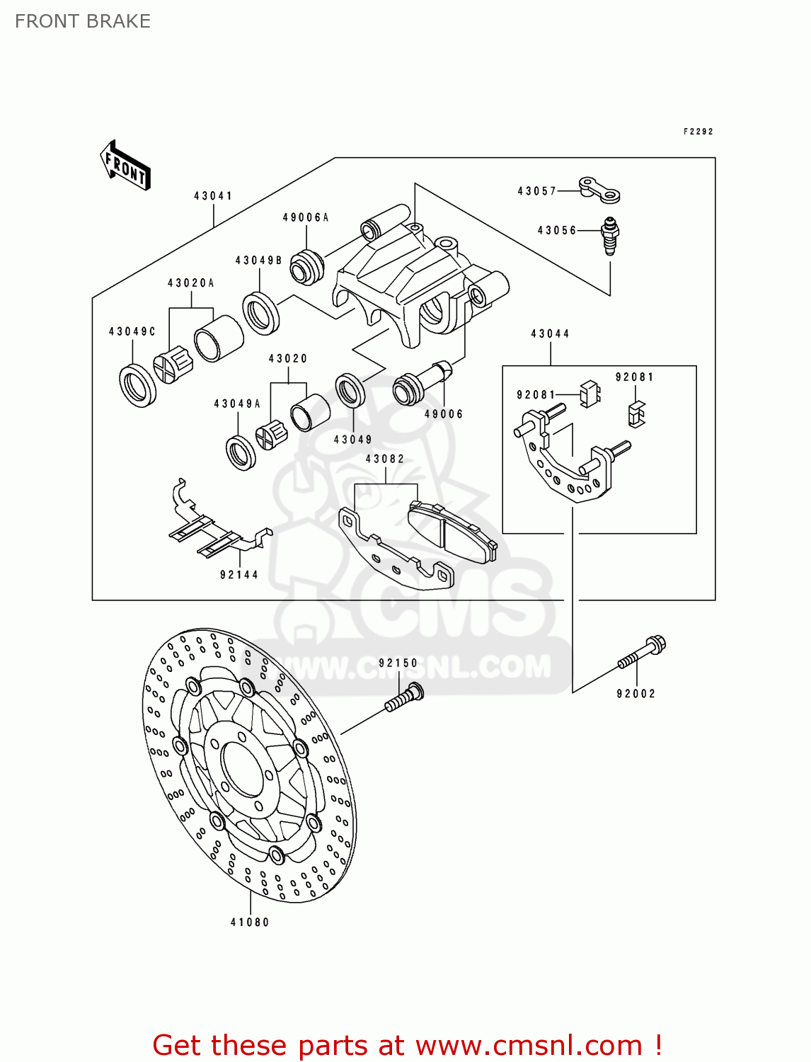 FRONT BRAKE ZL600B1 ELIMINATOR 600 1995 EU UK FR NL AR FG GR IT NR SD SP ST