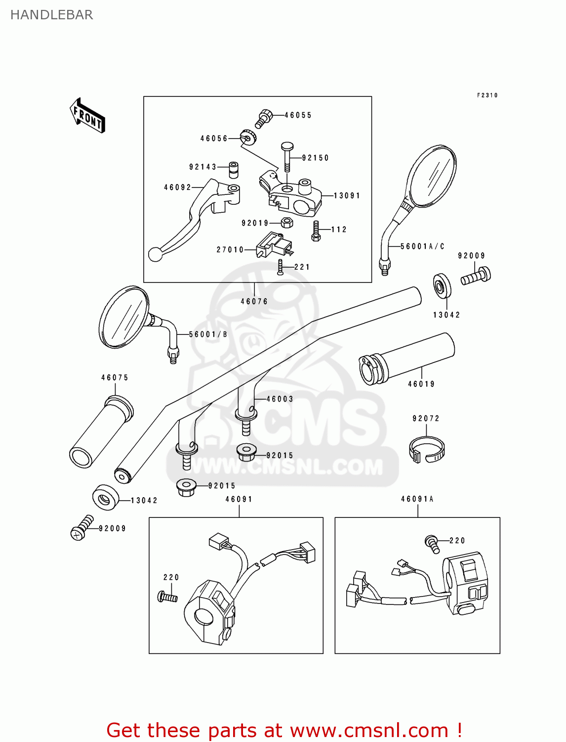 HANDLEBAR ZL600B1 ELIMINATOR 600 1995 EU UK FR NL AR FG GR IT NR SD SP ST