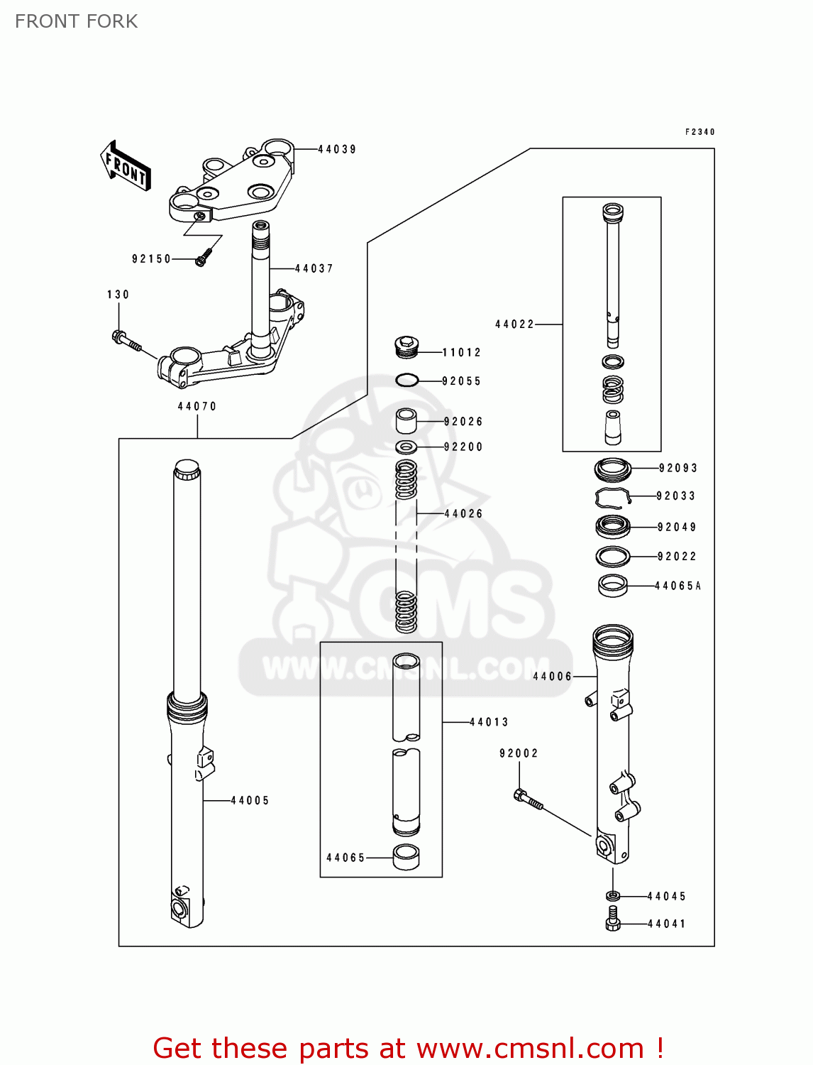FRONT FORK ZL600B1 ELIMINATOR 600 1995 EU UK FR NL AR FG GR IT NR SD SP ST