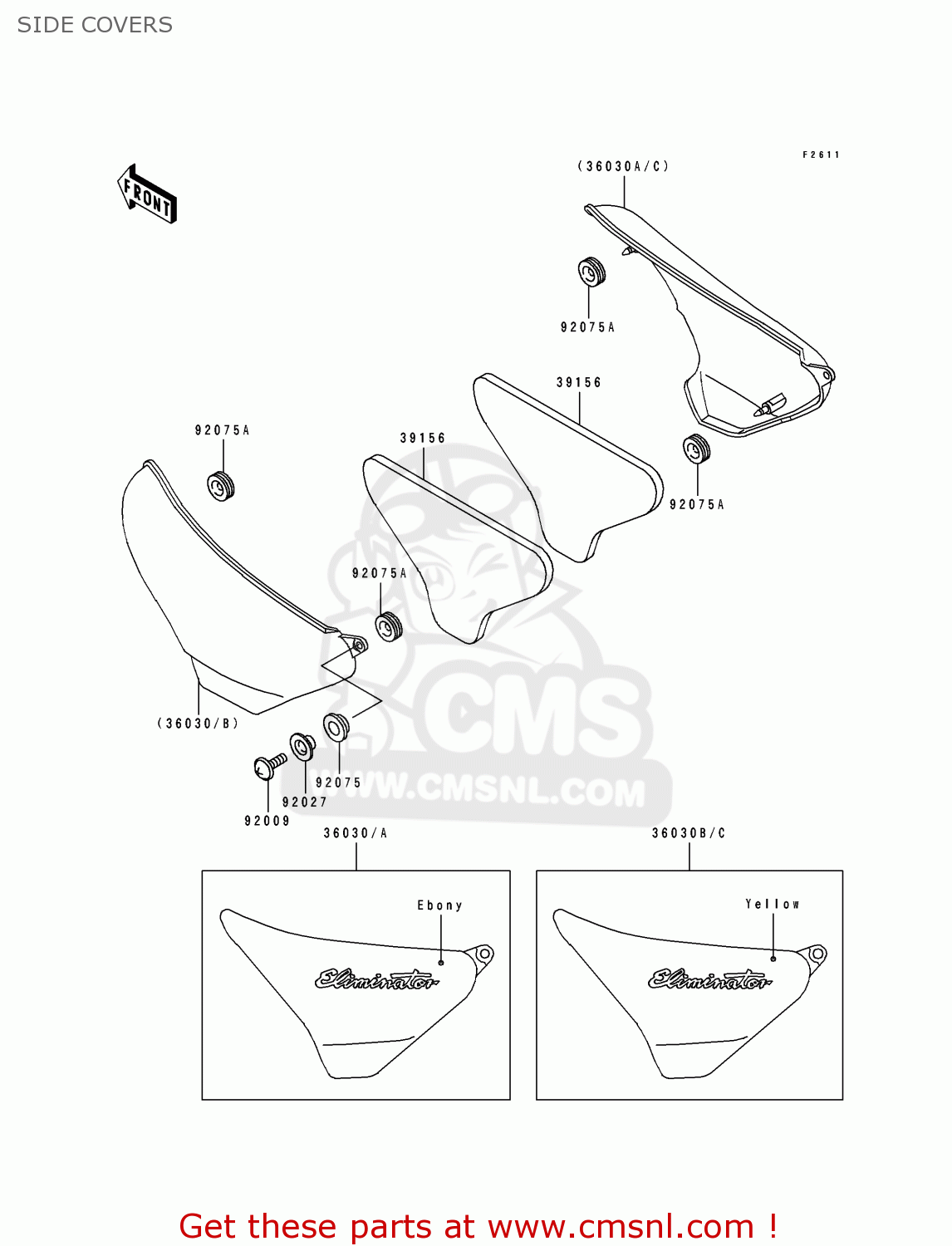 SIDE COVERS ZL600B1 ELIMINATOR 600 1995 EU UK FR NL AR FG GR IT NR SD SP ST