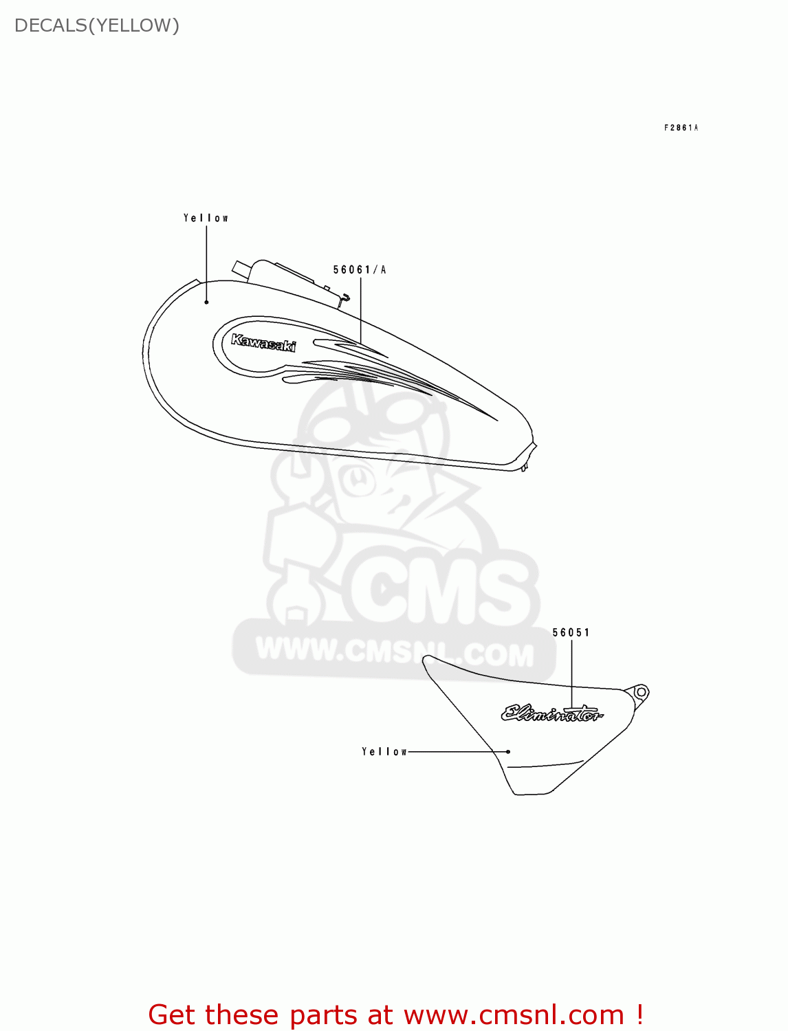 DECALS(YELLOW) ZL600B1 ELIMINATOR 600 1995 EU UK FR NL AR FG GR IT NR SD SP ST