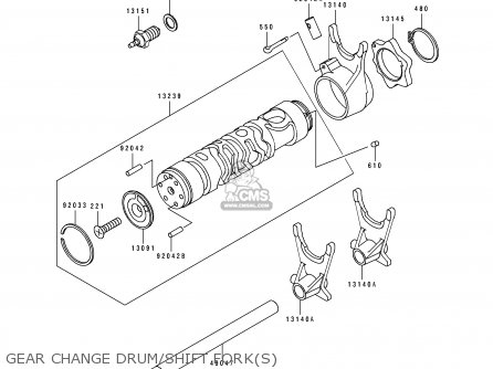 GEAR CHANGE DRUM/SHIFT FORK(S) - ZL600B1 ELIMINATOR 600 1995 EU UK FR NL AR FG GR IT NR SD SP ST