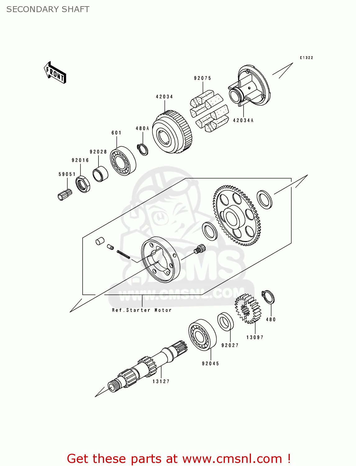 SECONDARY SHAFT ZL600B2 ELIMINATOR 600 1996 USA CALIFORNIA