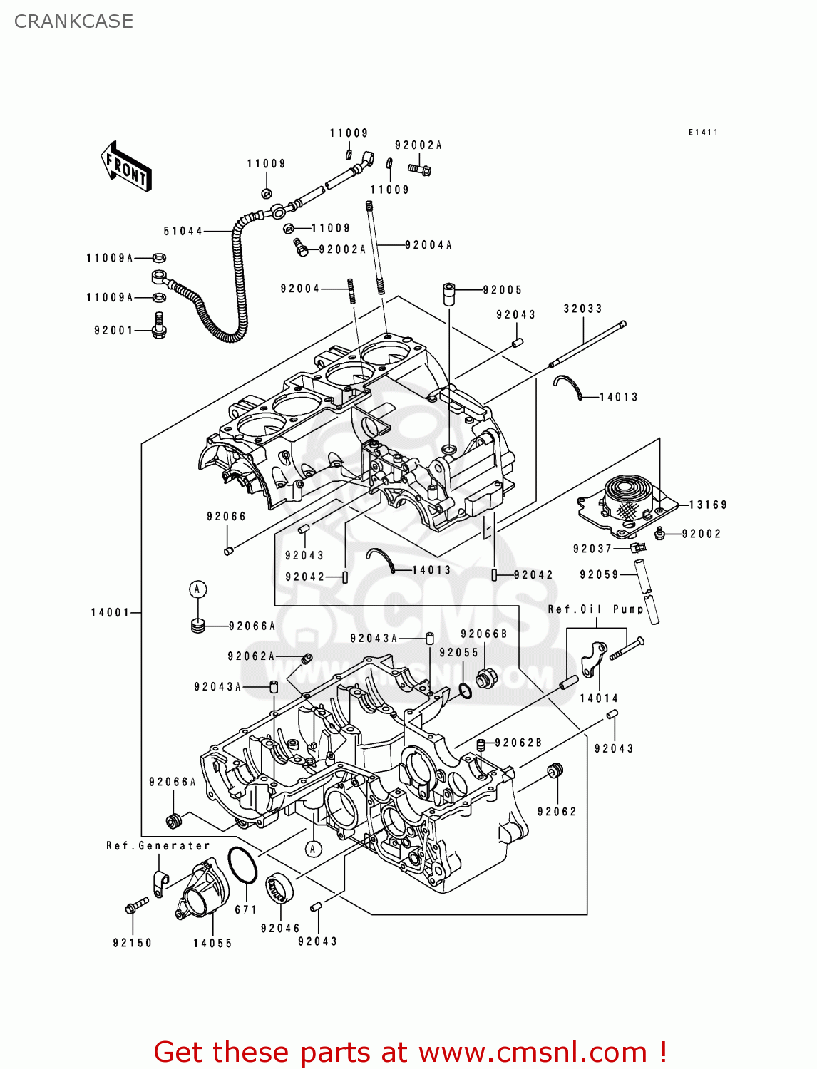 CRANKCASE ZL600B2 ELIMINATOR 600 1996 USA CALIFORNIA