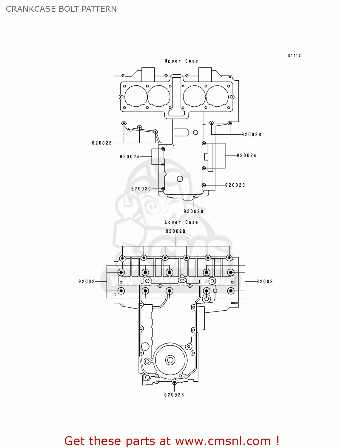 CRANKCASE BOLT PATTERN ZL600B2 ELIMINATOR 600 1996 USA CALIFORNIA