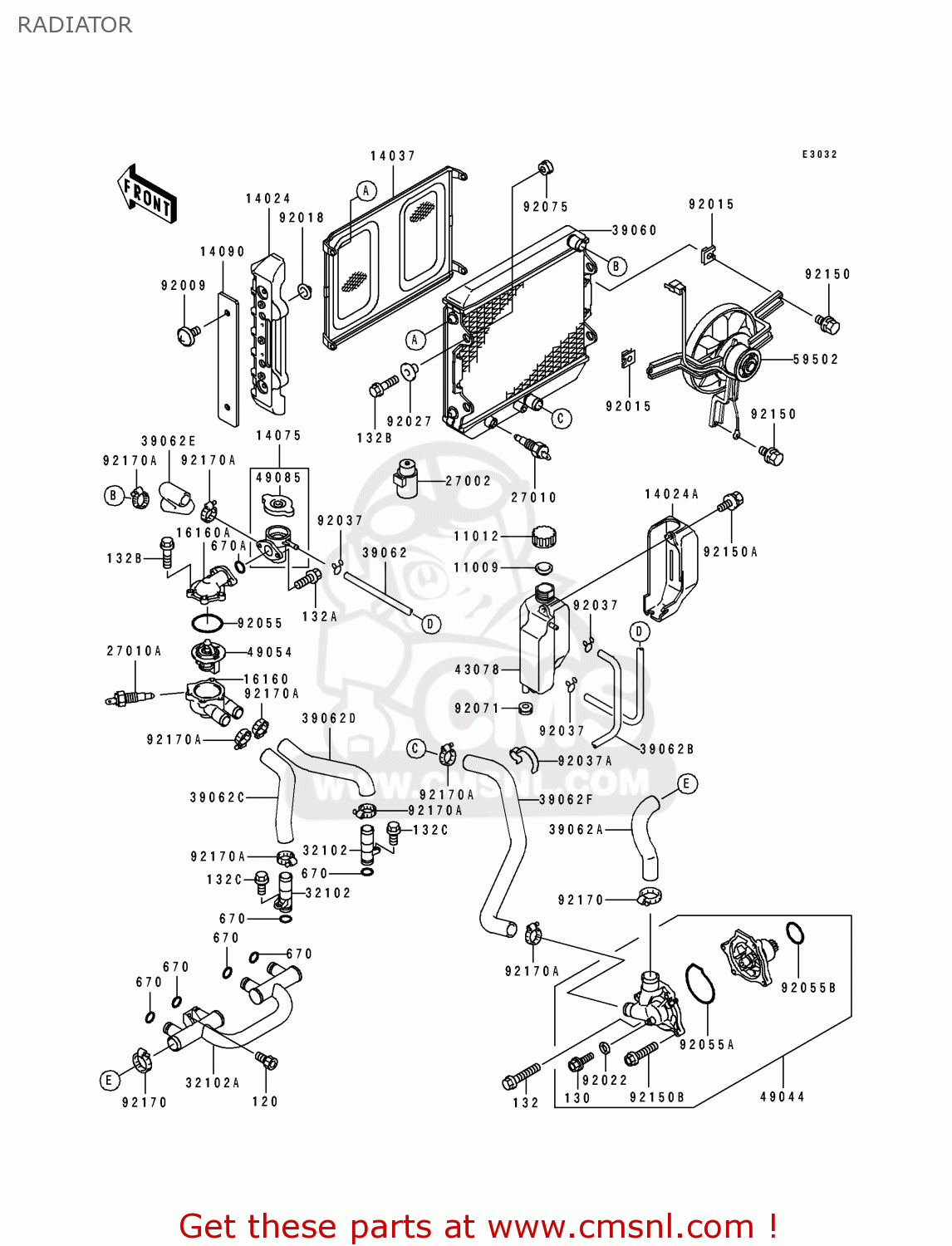 RADIATOR ZL600B2 ELIMINATOR 600 1996 USA CALIFORNIA