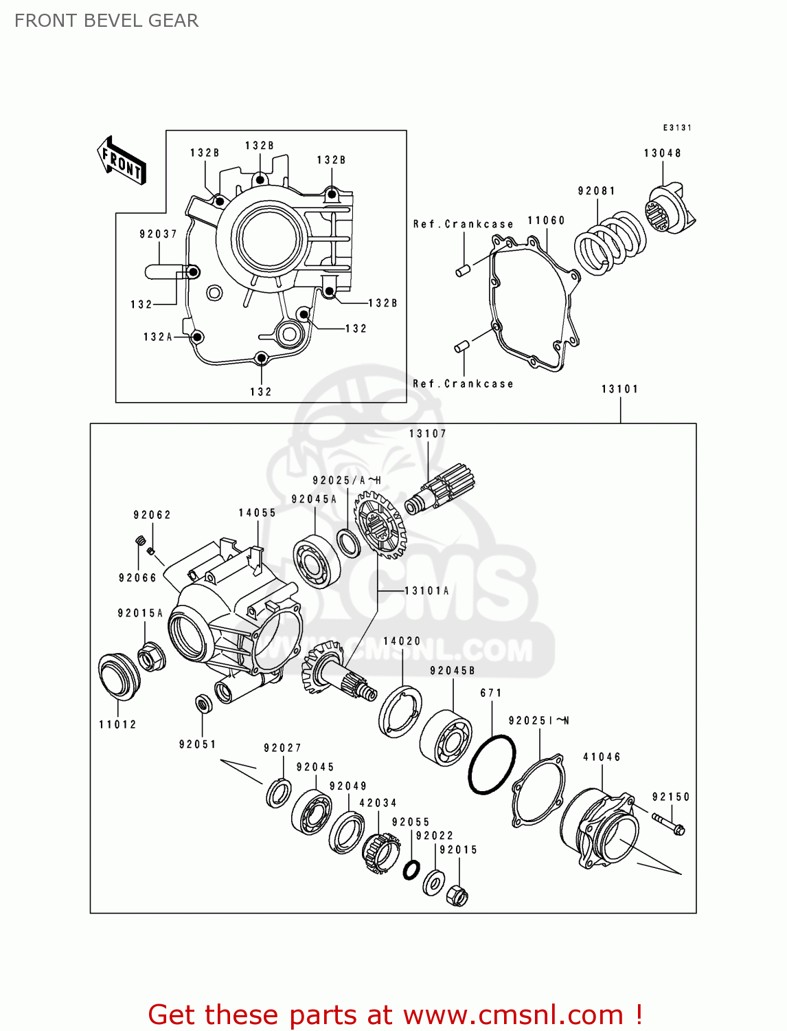 FRONT BEVEL GEAR ZL600B2 ELIMINATOR 600 1996 USA CALIFORNIA