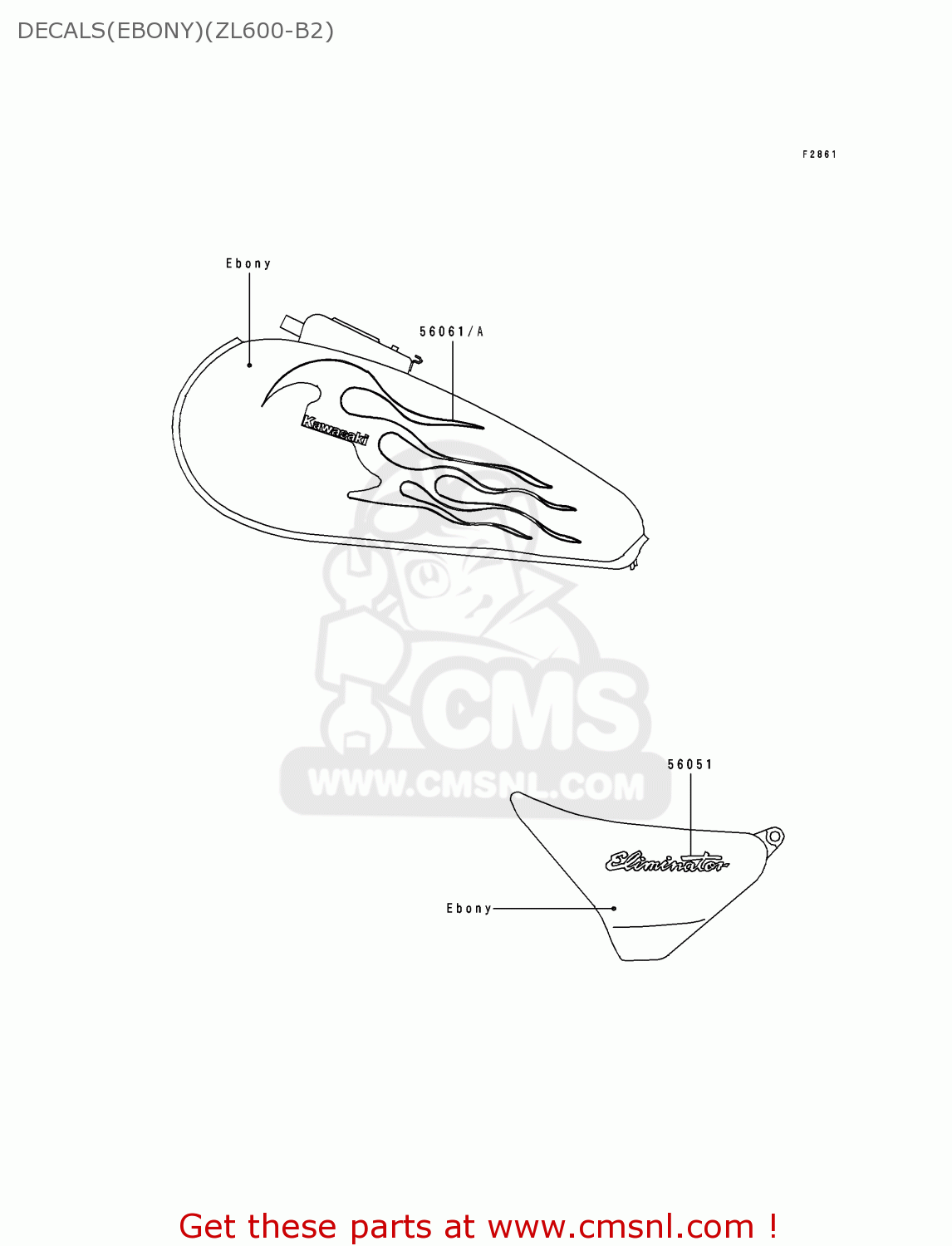 DECALS(EBONY)(ZL600-B2) ZL600B2 ELIMINATOR 600 1996 USA CALIFORNIA