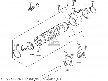 GEAR CHANGE DRUM/SHIFT FORK(S) - ZL600B2 ELIMINATOR 600 1996 USA CALIFORNIA