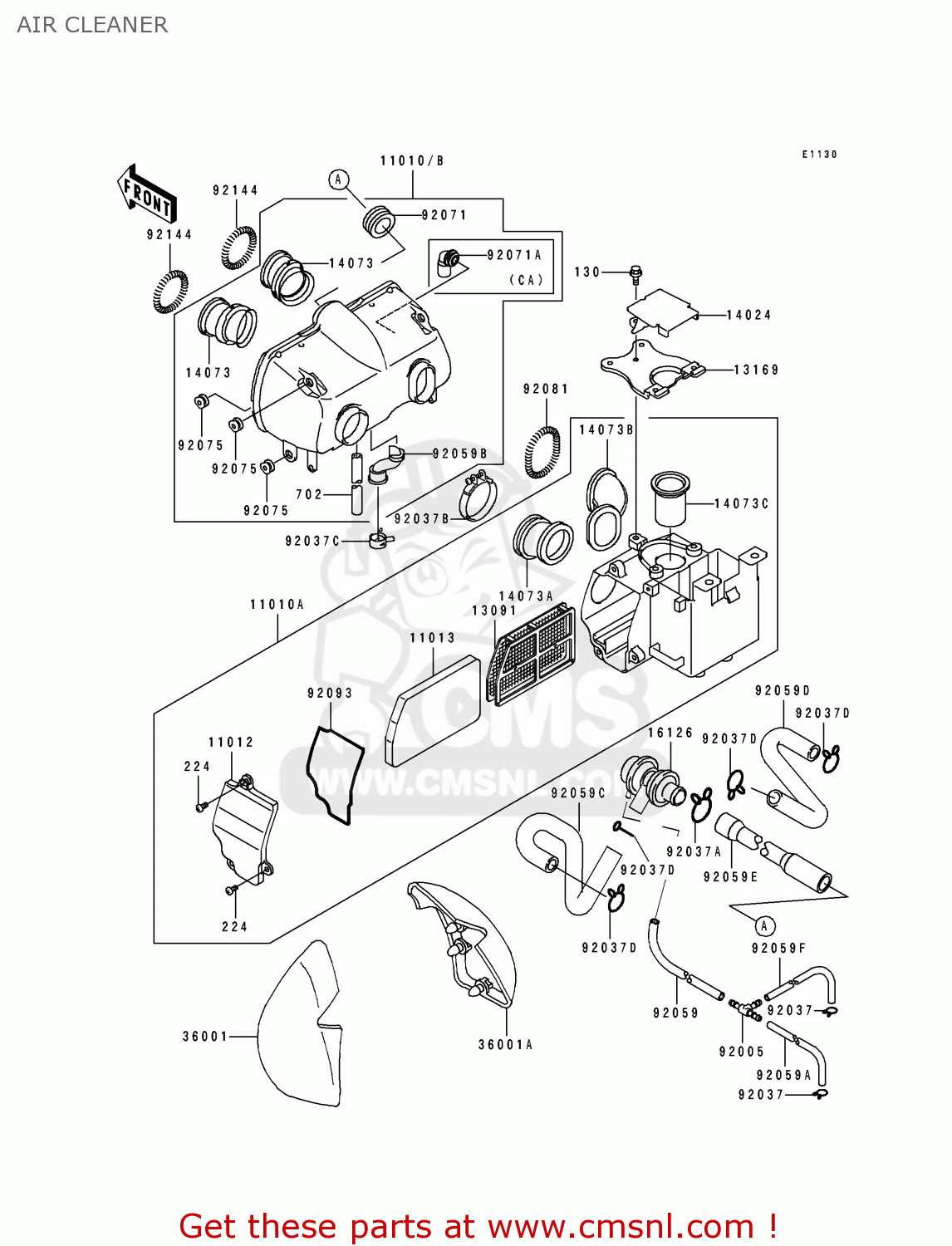 AIR CLEANER ZL600B3 ELIMINATOR 600 1997 USA CALIFORNIA