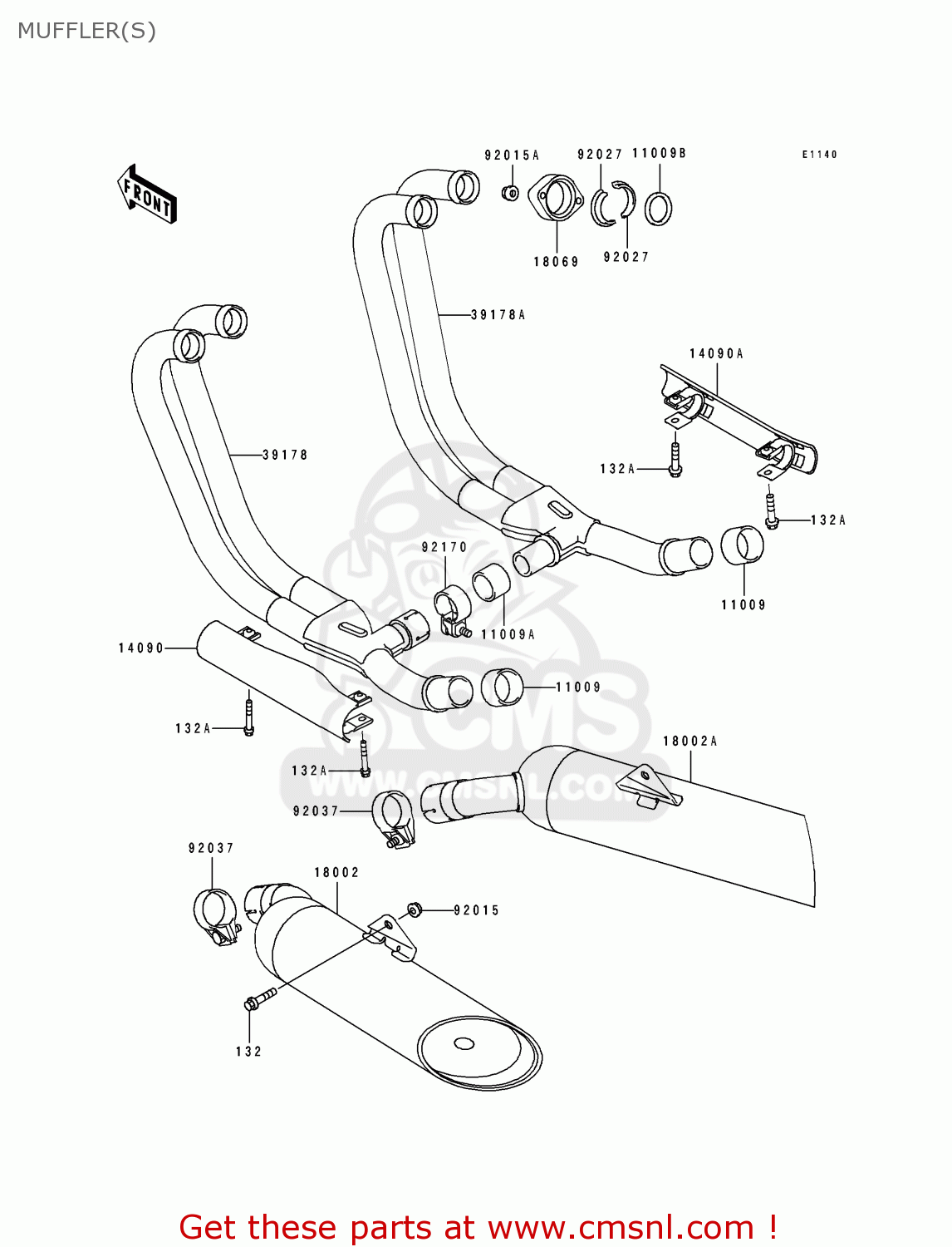 MUFFLER(S) ZL600B3 ELIMINATOR 600 1997 USA CALIFORNIA