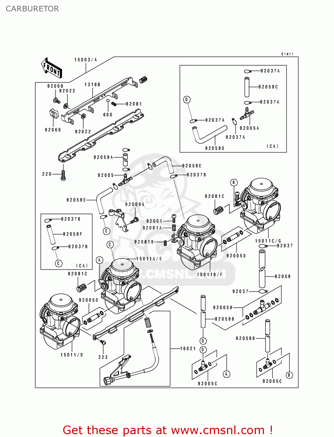 CARBURETOR ZL600B3 ELIMINATOR 600 1997 USA CALIFORNIA