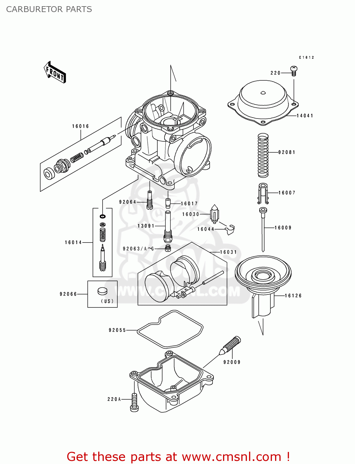 CARBURETOR PARTS ZL600B3 ELIMINATOR 600 1997 USA CALIFORNIA