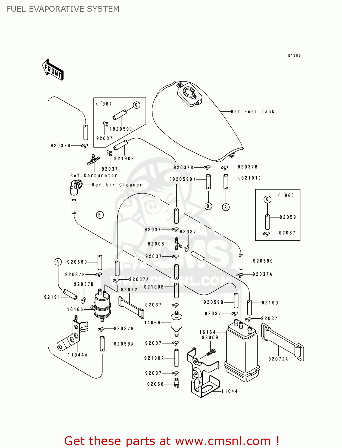 FUEL EVAPORATIVE SYSTEM ZL600B3 ELIMINATOR 600 1997 USA CALIFORNIA